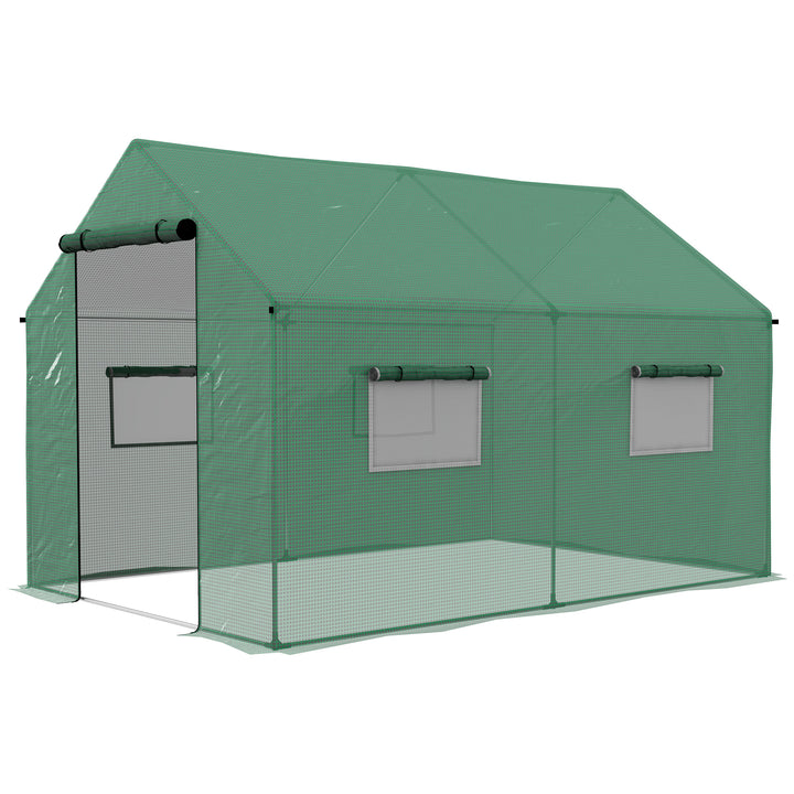 Outsunny Polyethylene Walk-in Polytunnel Greenhouse, 2 x 3(m), Green | Aosom UK