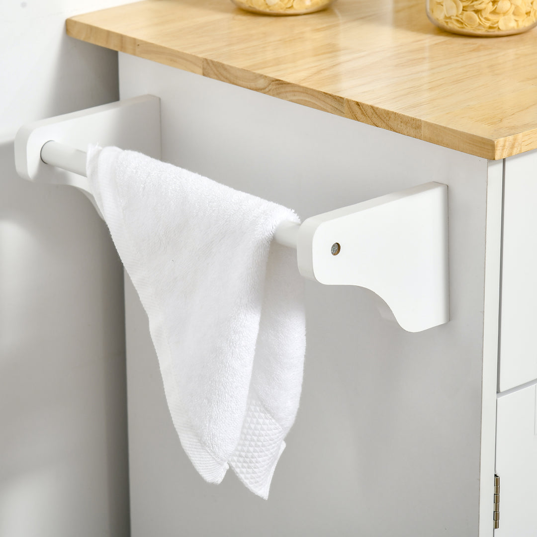 Kitchen Island Utility Cart, with 2 Storage Drawers & Cabinets for Dining Room, White