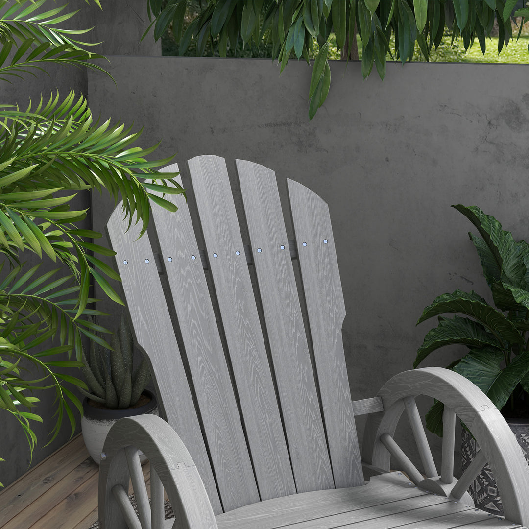 Wooden Adirondack Rocking Chair Reclining Armchair Outdoor Garden Furniture Patio Porch Rocker - Grey