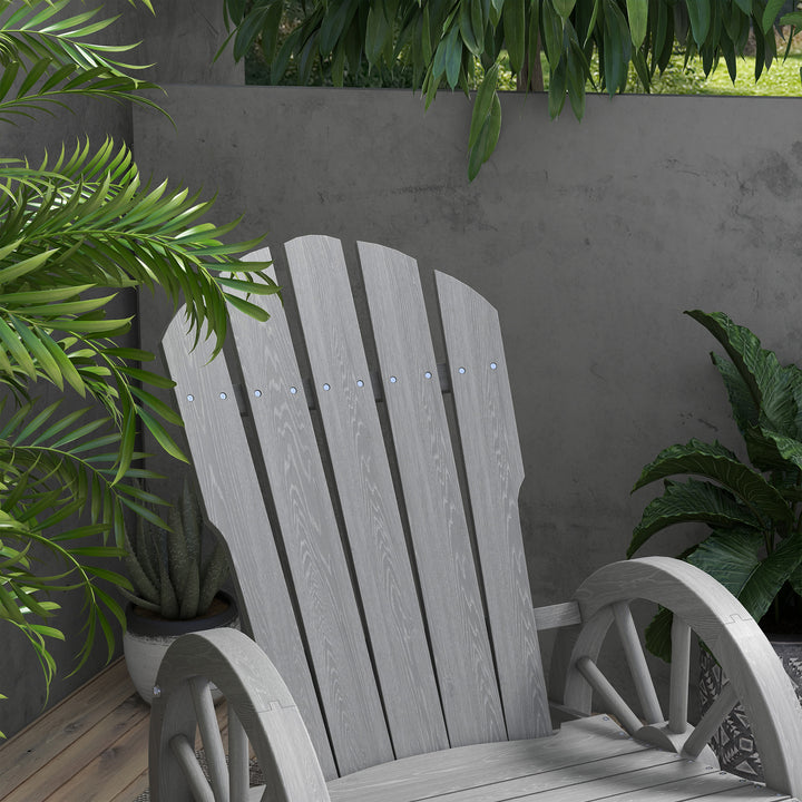 Wooden Adirondack Rocking Chair Reclining Armchair Outdoor Garden Furniture Patio Porch Rocker - Grey