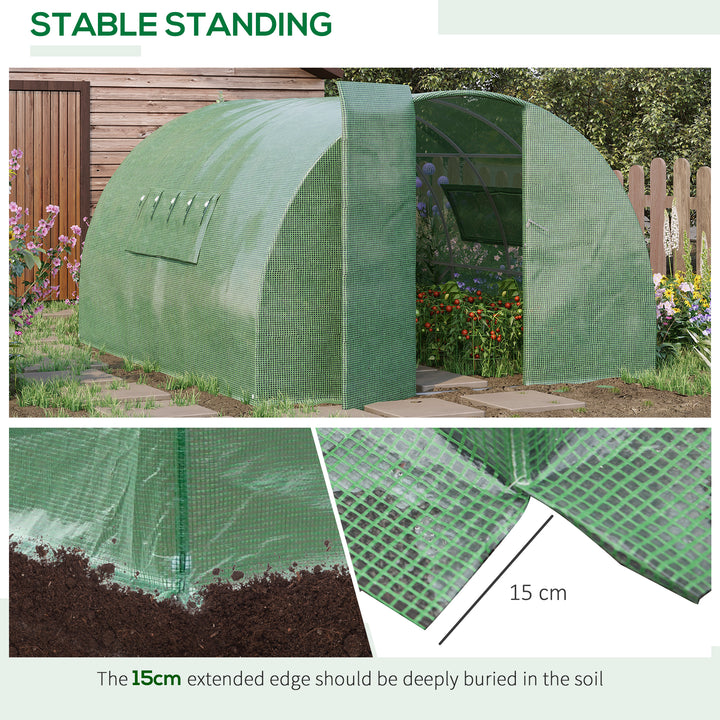 Reinforced Walk in Polytunnel Greenhouse, 4x3x2 m