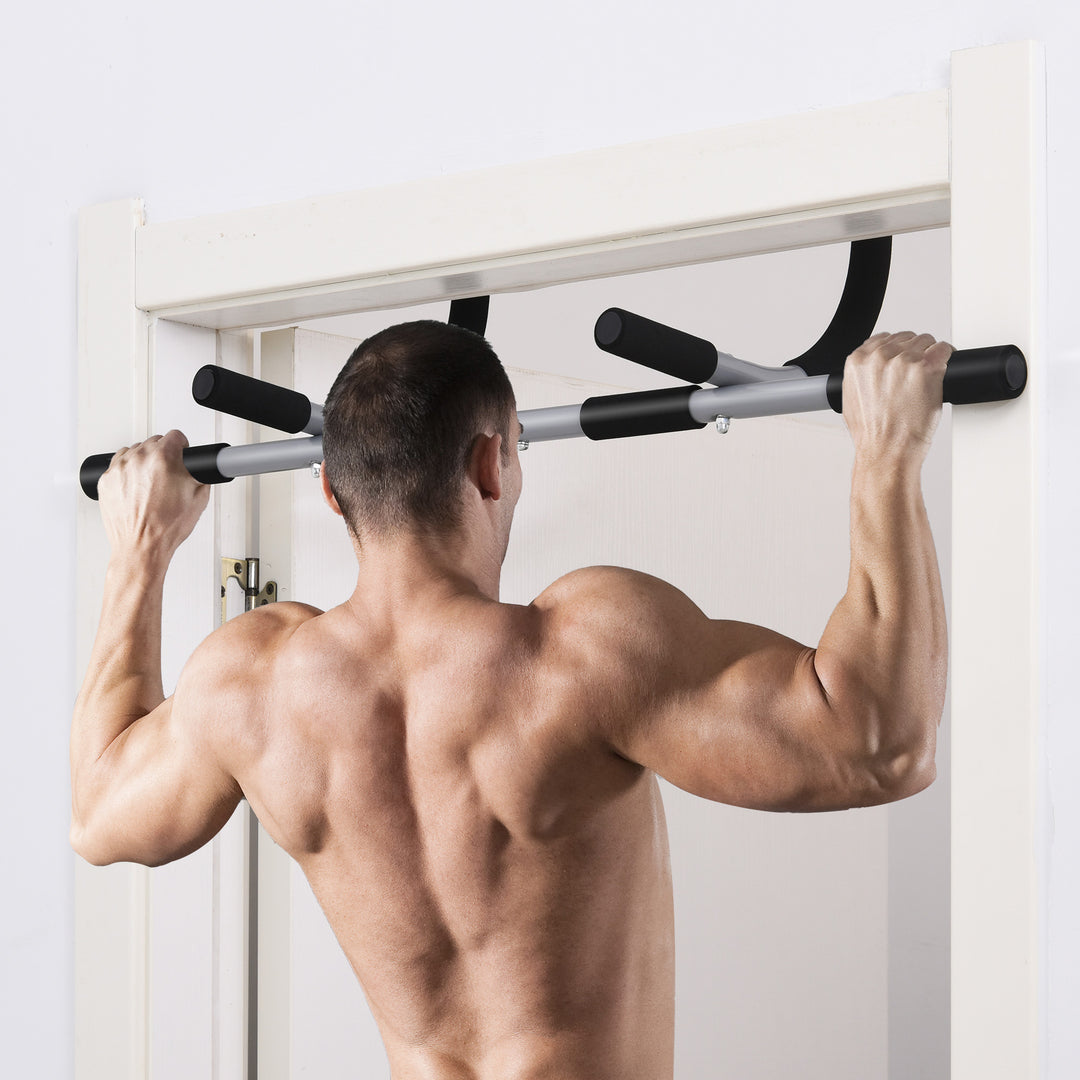 MCL Pull-Up Bar for Doorway, Home Fitness Door Horizontal Push up Bar for Indoor Gym Upper Body Workout, Grey