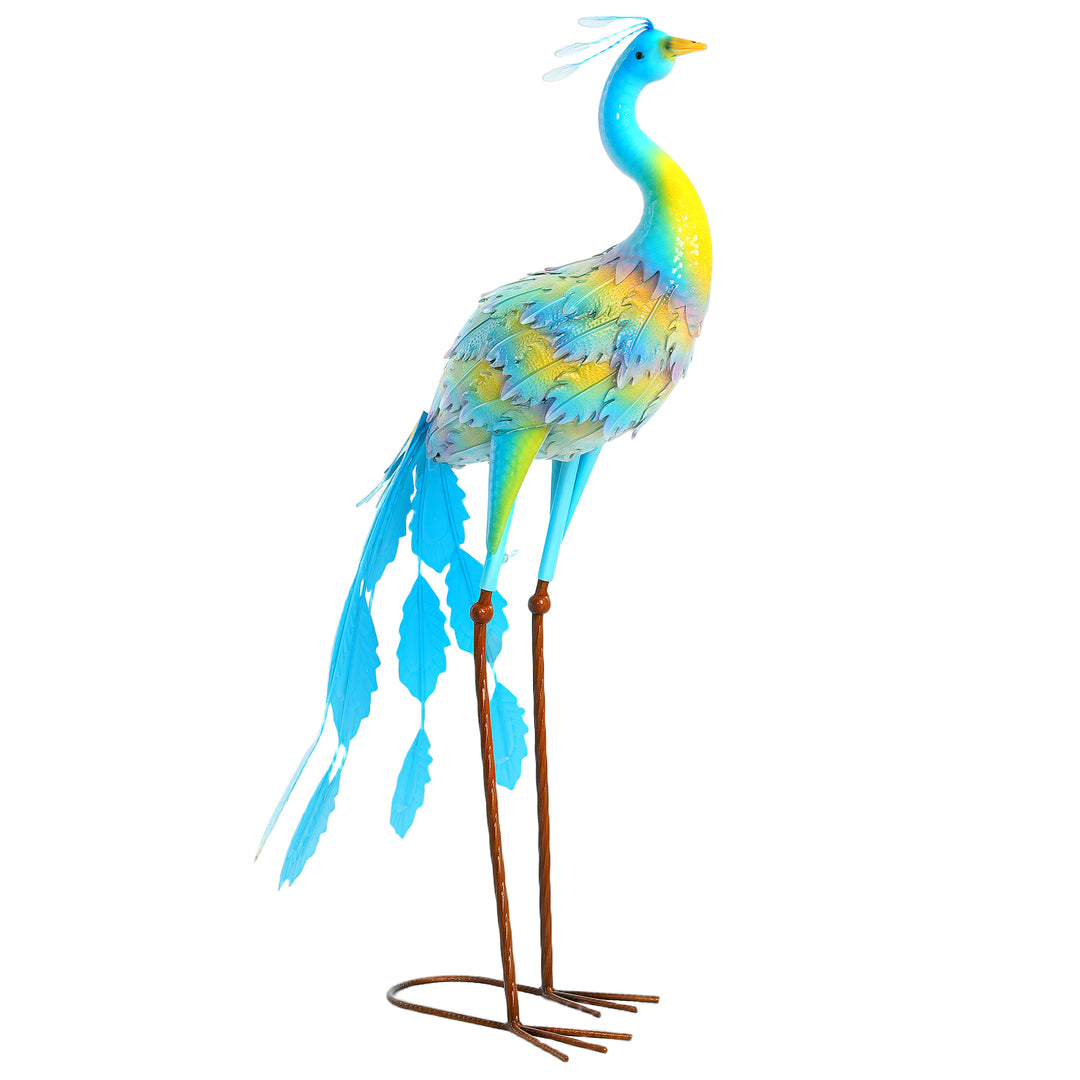 Peacock Garden Statue, Standing Garden Ornament, Metal Garden Gift with Stakes for Patio Pond Landscape Decoration, Multi-Colour