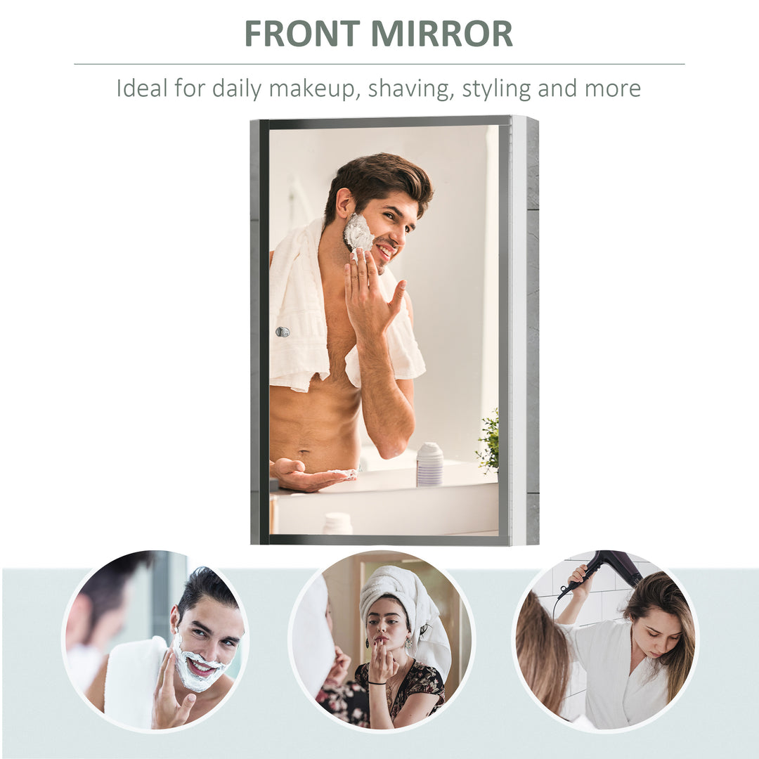 MCL Stainless Steel Wall mounted Bathroom Mirror Cabinet 2 Shelves Storage Unit Furniture w/Single Door (60H x 40L x 13D (cm))