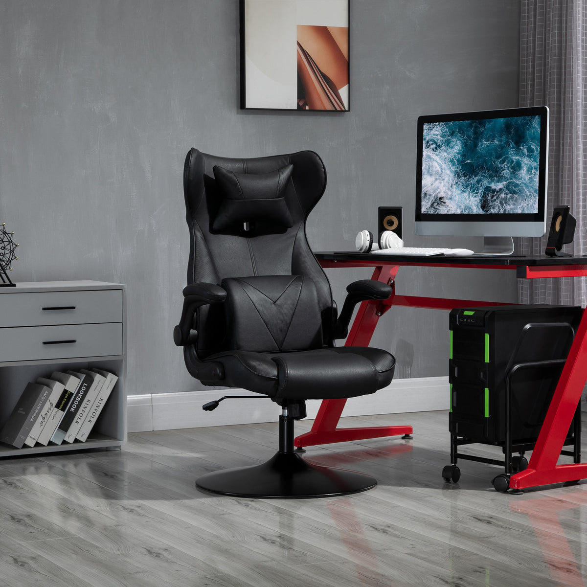Video Game Chair with Lumbar Support, Racing Style Home Office Chair, 