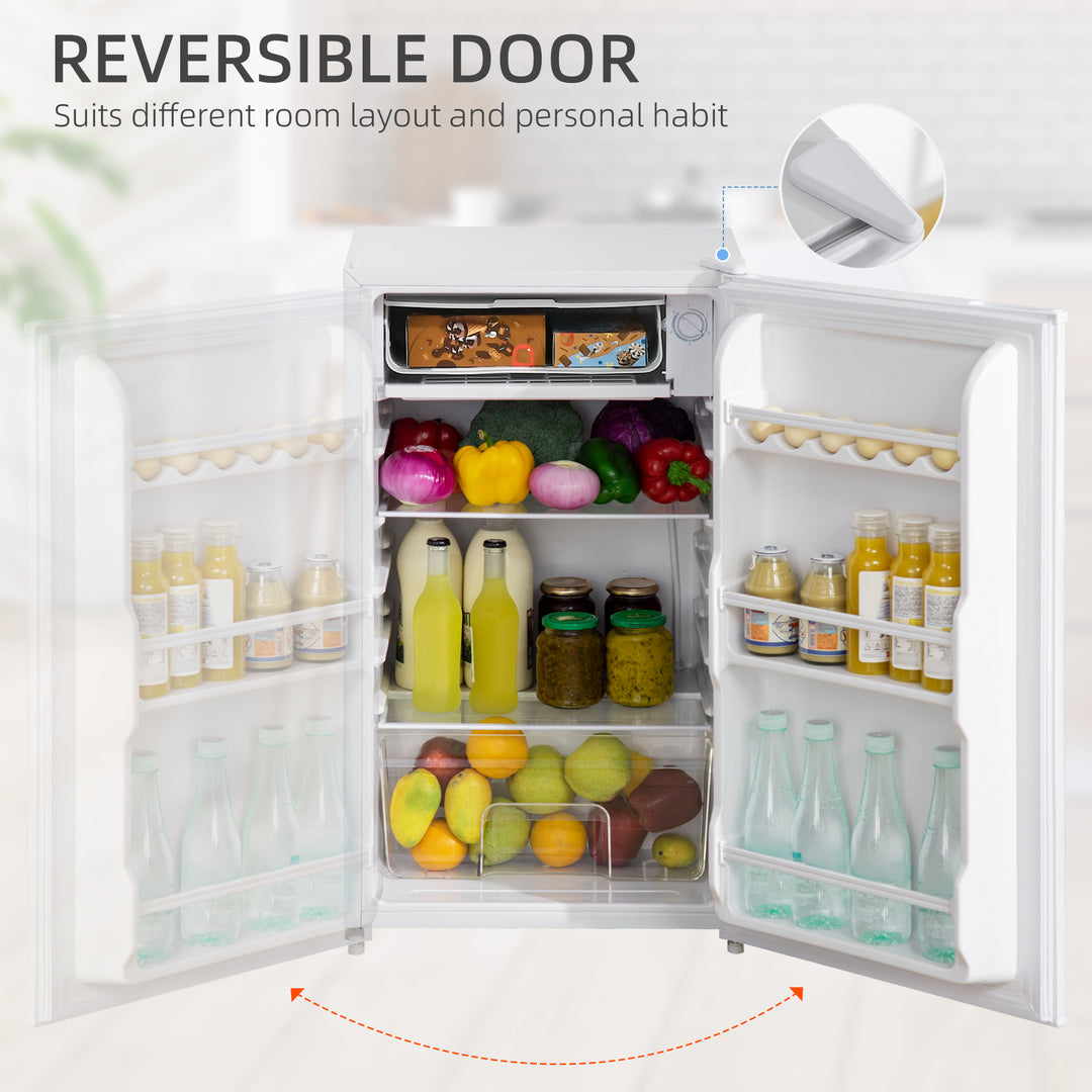 91 Litre Freestanding Under Counter Fridge Freezer, Small Fridge with Chiller Box, Adjustable Thermostat, 47.5cm Wide, White