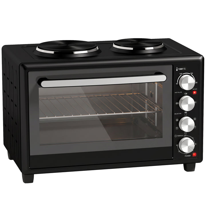 36L Mini Oven with Dual Hot Plates, Electric Countertop Cooker with Co