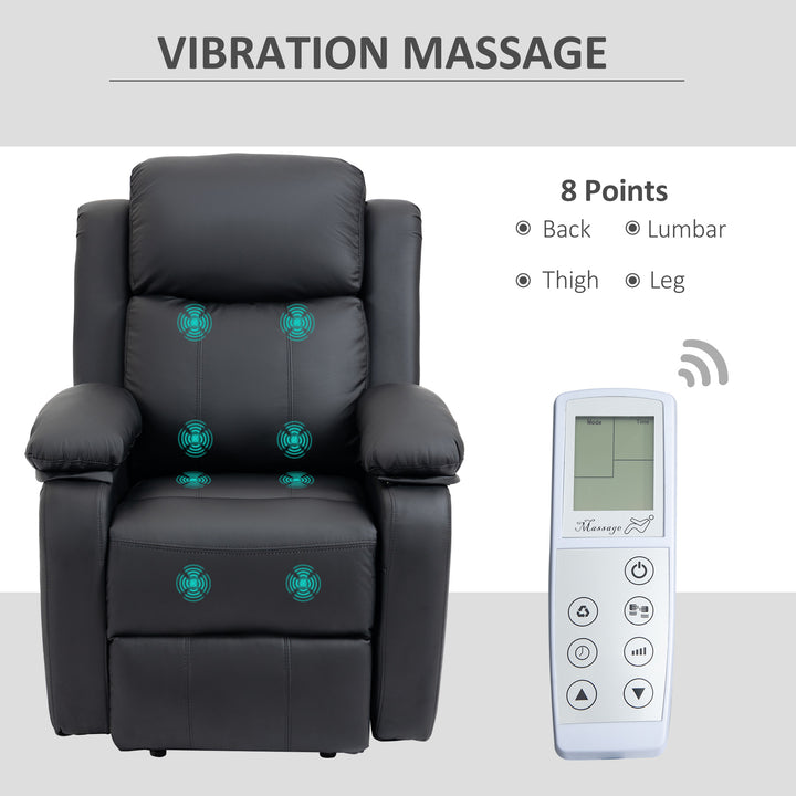 Riser and Recliner Chair with Massage, Power Lift Recliner Chair for Elderly with Remote Control, Extended Footrest, Dual Side Pockets, Overstuffed Electric Reclining Armchair, Black