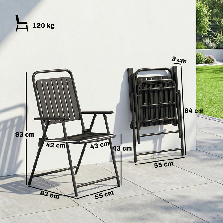 Folding Garden Chairs, Garden Dining Chairs with Plastic Slatted Seat 