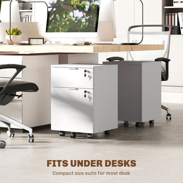 Two-Drawer Lockable Filing Cabinet - White
