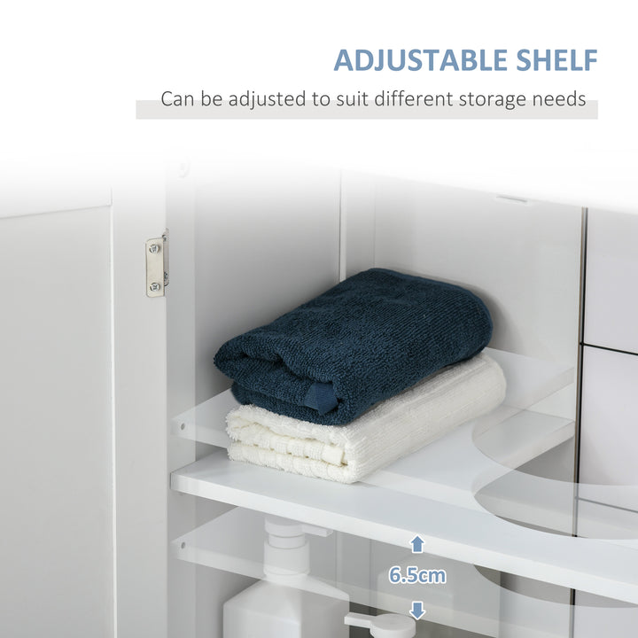 60x60cm Under-Sink Storage Cabinet w/ Adjustable Shelf Handles Drain Hole Bathroom Cabinet Space Saver Organizer White