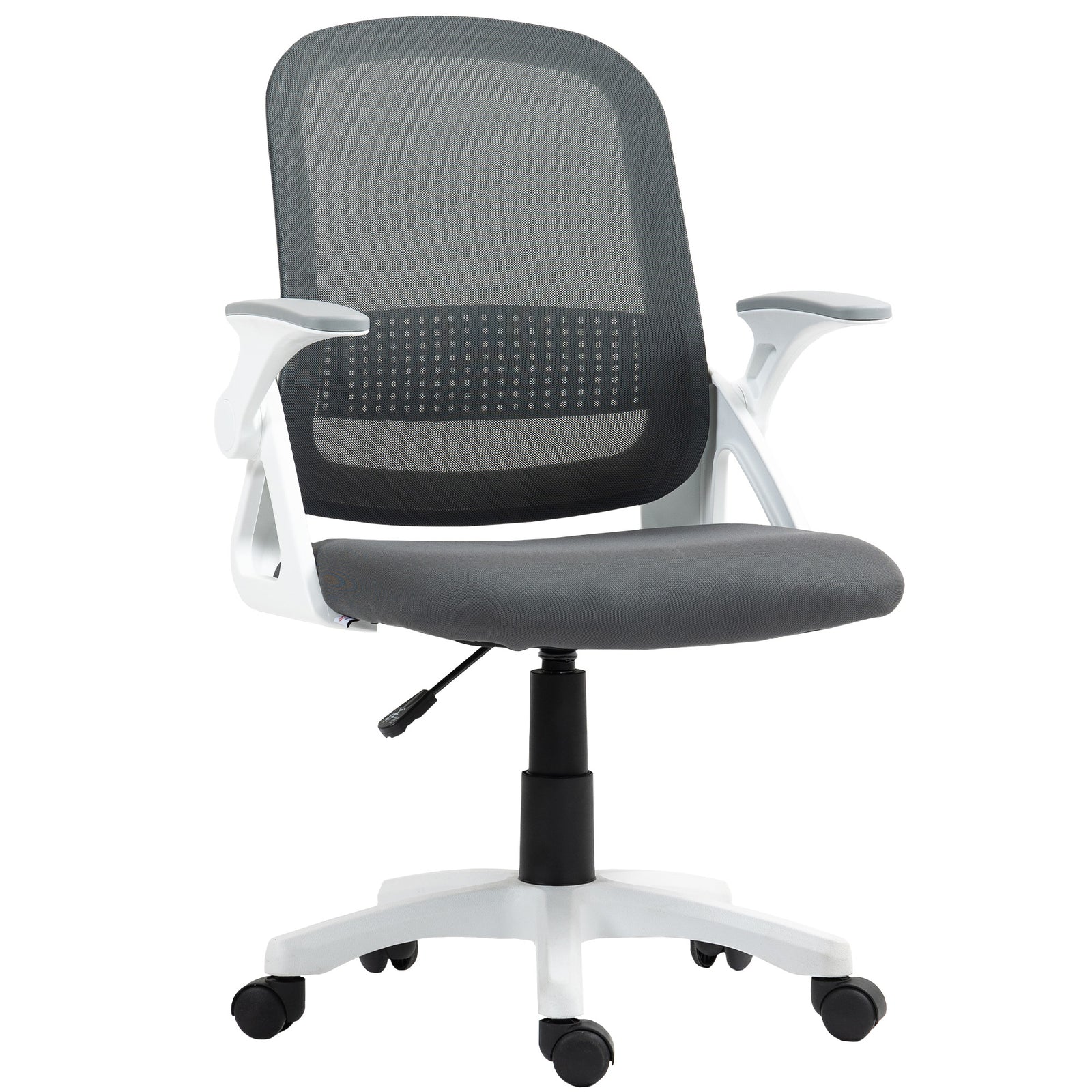 Breathable Mesh Office Chair, Ergonomic Swivel Computer Chair with Flip-up Armrests, Lumbar Back Support for Home/Office, Grey