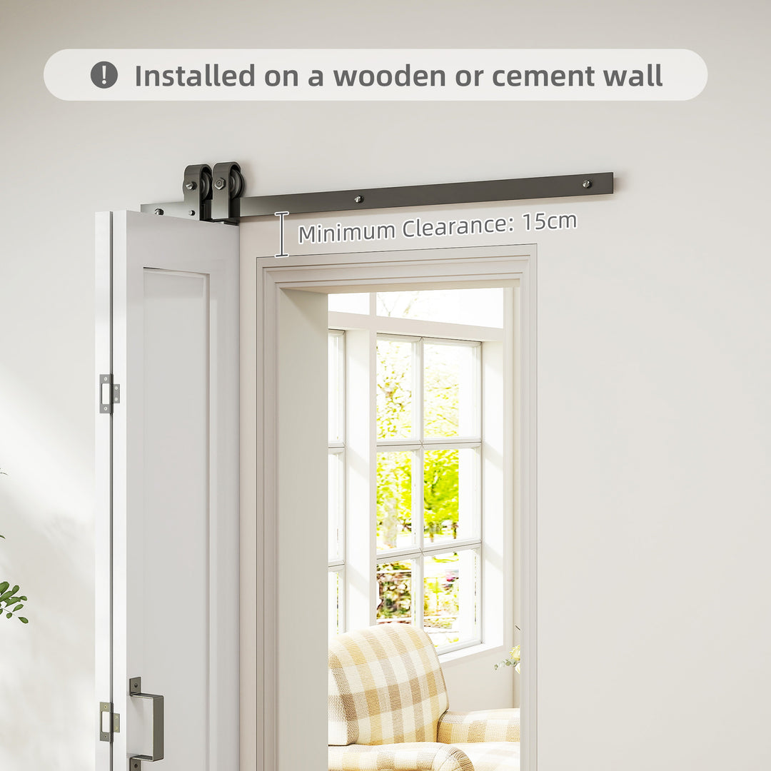Slide Door, 70cm Modern Sliding Door Set Kit with Steel Rail, White