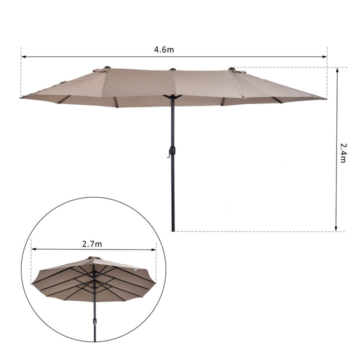 Outsunny 4.6m Garden Parasol Double-Sided Sun Umbrella Patio Market Shelter Canopy Shade Outdoor Tan - NO BASE