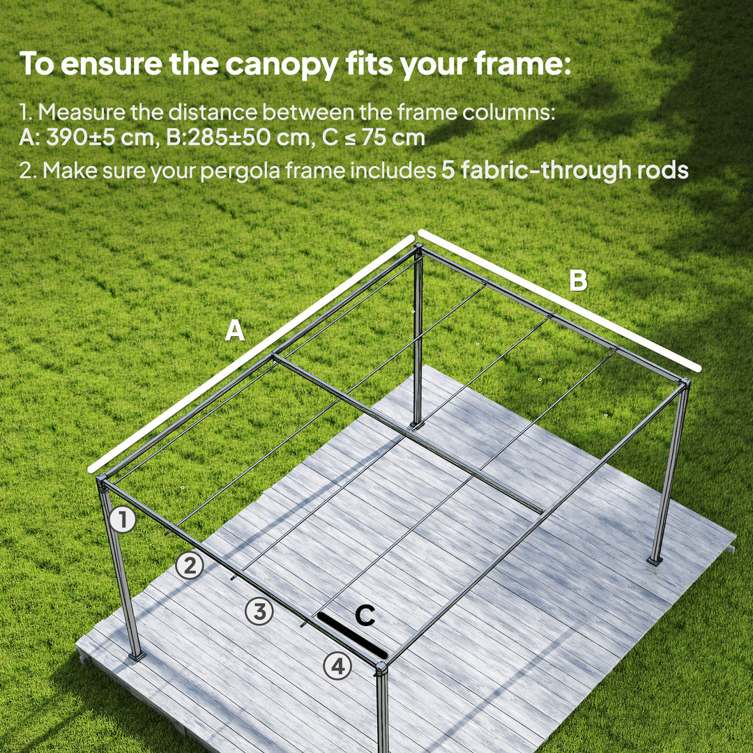 Retractable Pergola Canopy Only, 3.92 x 3.5 m, UV30+ Replacement Canopy Cover for 4 x 3 m Pergola
