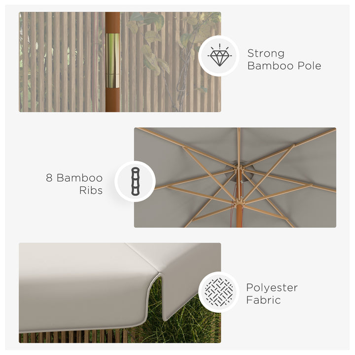 MCL 3.3m Elegant Wooden Parasol - Grey