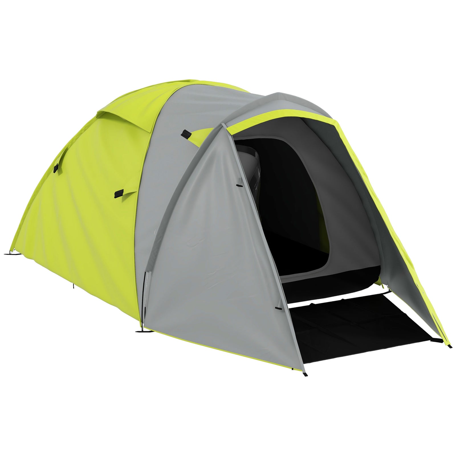 Two-Man Dome Tent, with Front Porch and Accessories - Yellow/Grey