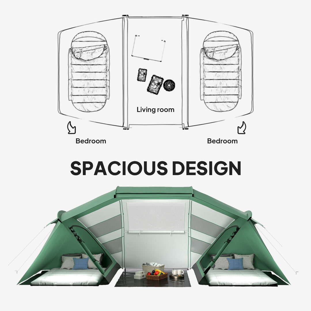 4-6 Man UV Protection Camping Tent - Green and White