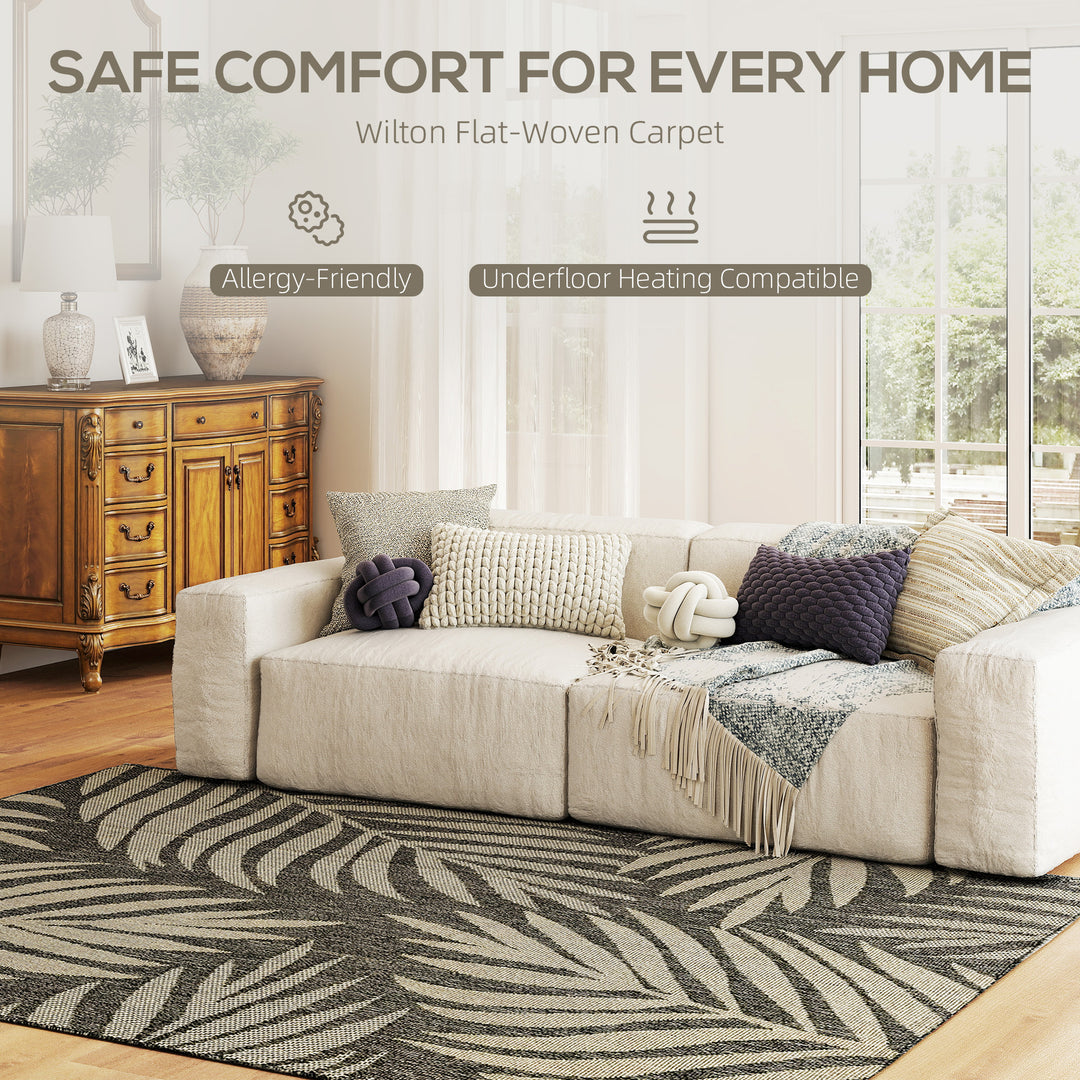UV Resistant Indoor & Outdoor Area Rug, Easy-Cleaning Machine Washable Rug for Patio, Garden, Kitchen, Bathroom or Living Room, 230 x 160 cm, Grey