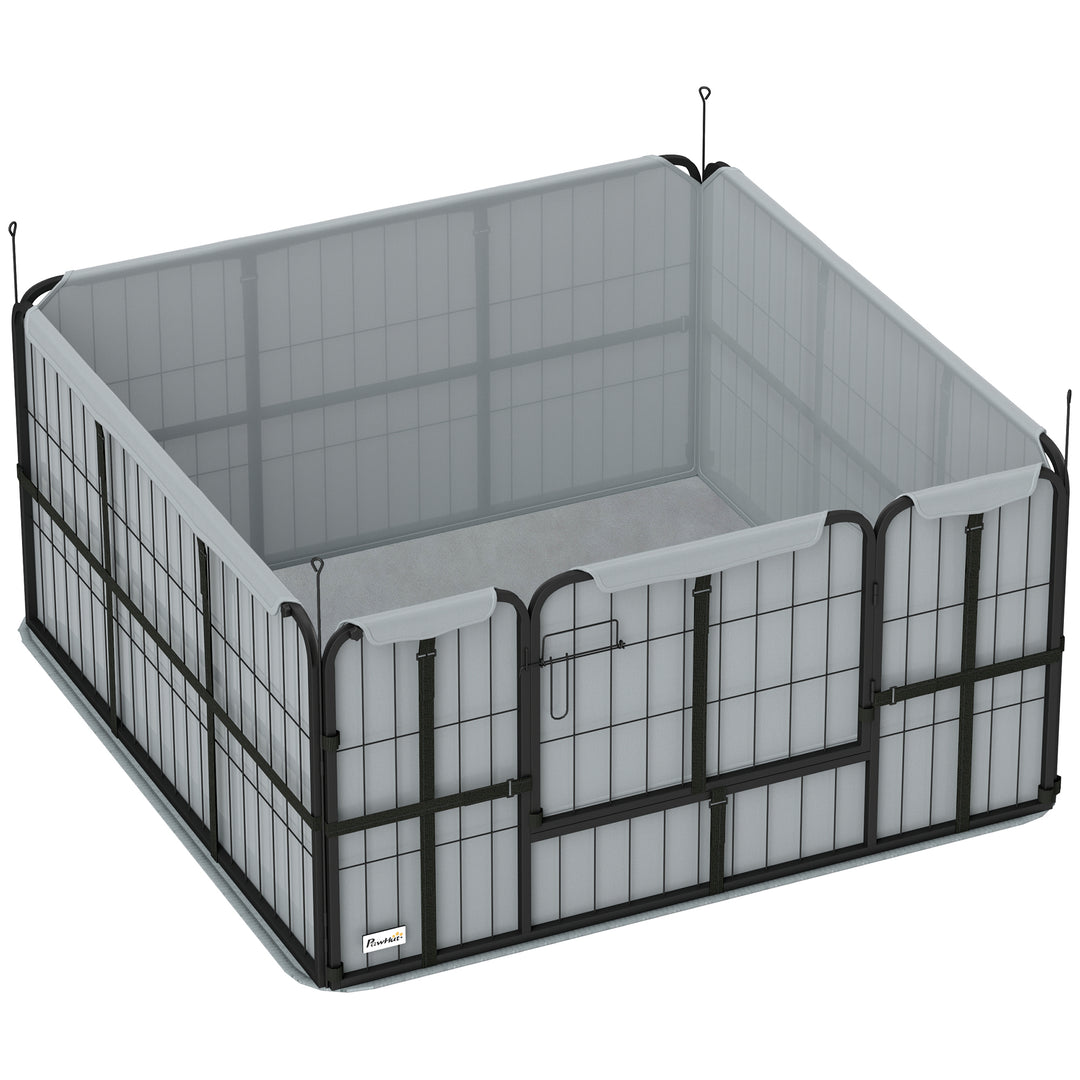 MCL Steel Dog Whelping Box with Washable Whelping Pad, Wind-Resistant Cloth, for Small, Medium Dogs, 122 x 122 x 60cm