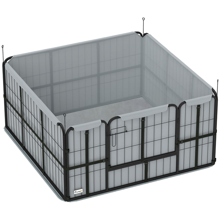 MCL Steel Dog Whelping Box with Washable Whelping Pad, Wind-Resistant Cloth, for Small, Medium Dogs, 122 x 122 x 60cm
