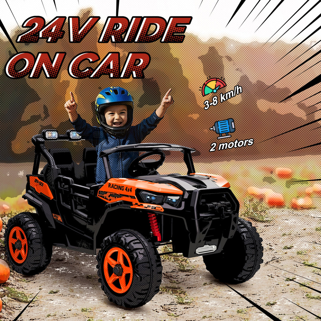 24V Electric Ride on Car, 2-Seater Electric Car for Kids with Remote, 