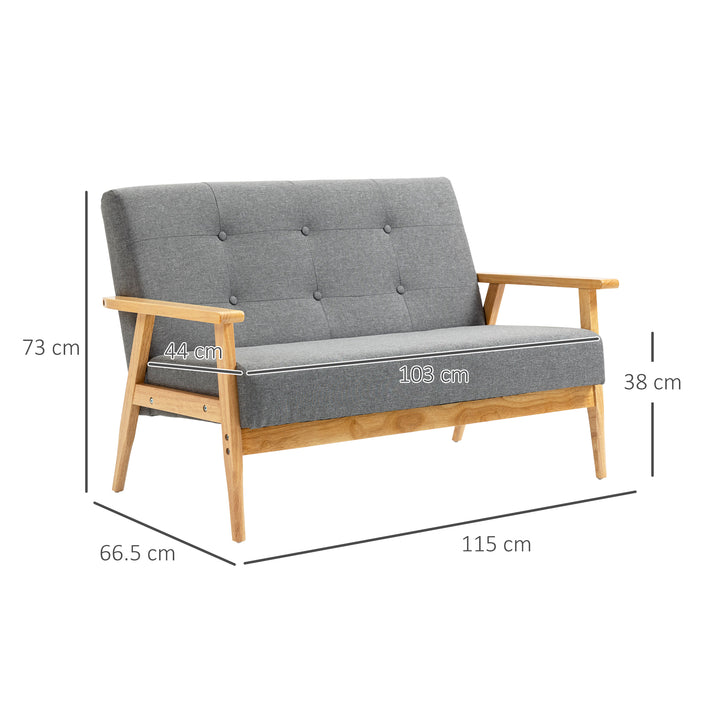 2 Seater Sofa Modern Linen Fabric Upholstery Tufted Couch with Rubberw