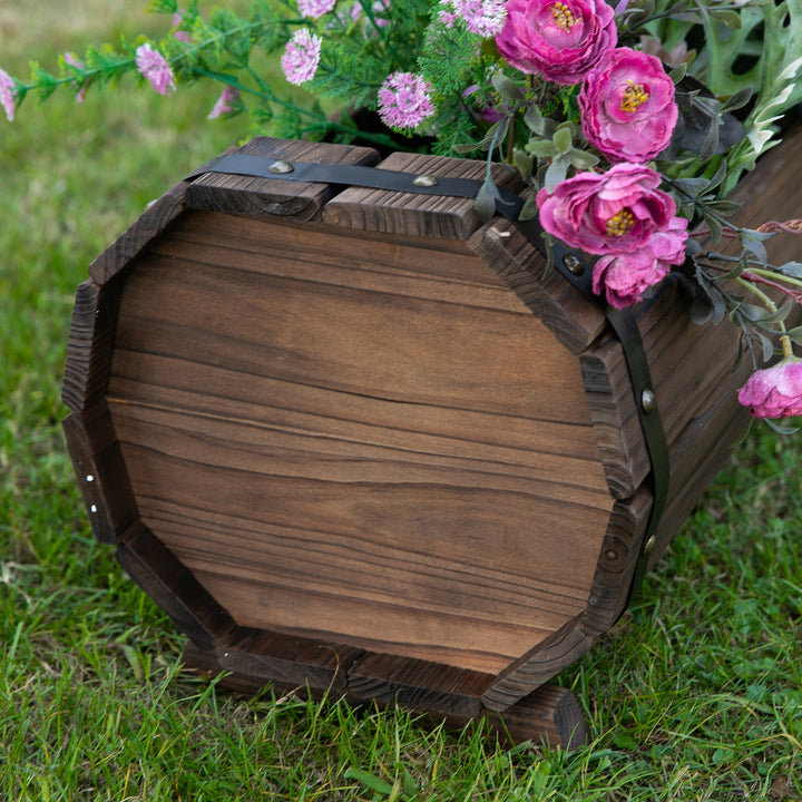2PCs 56L Wooden Planter Box Flower Plant Pot Outdoor Flower Beds Plant Box with Solid Wood Carbonized Colour