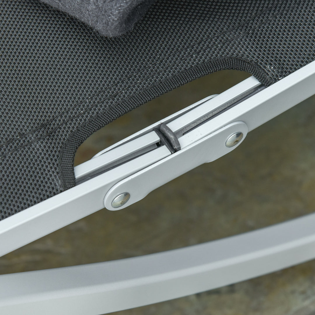 MCL 2 Pieces Folding Sun Lounger, S-shaped Lounge Chairs Reclining Sleeping Bed with Aluminium Frame