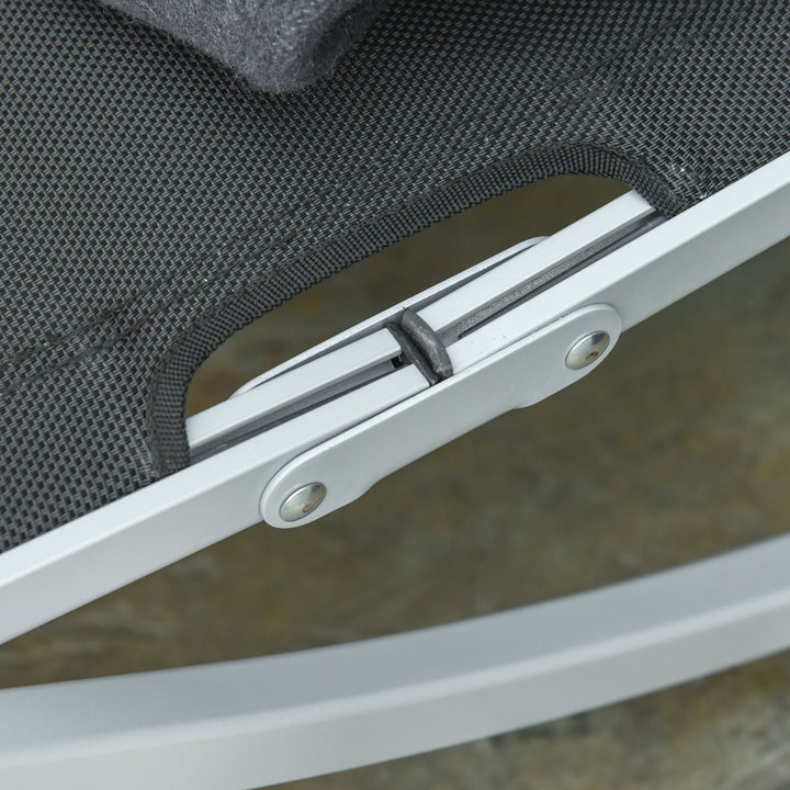 MCL 2 Pieces Folding Sun Lounger, S-shaped Lounge Chairs Reclining Sleeping Bed with Aluminium Frame