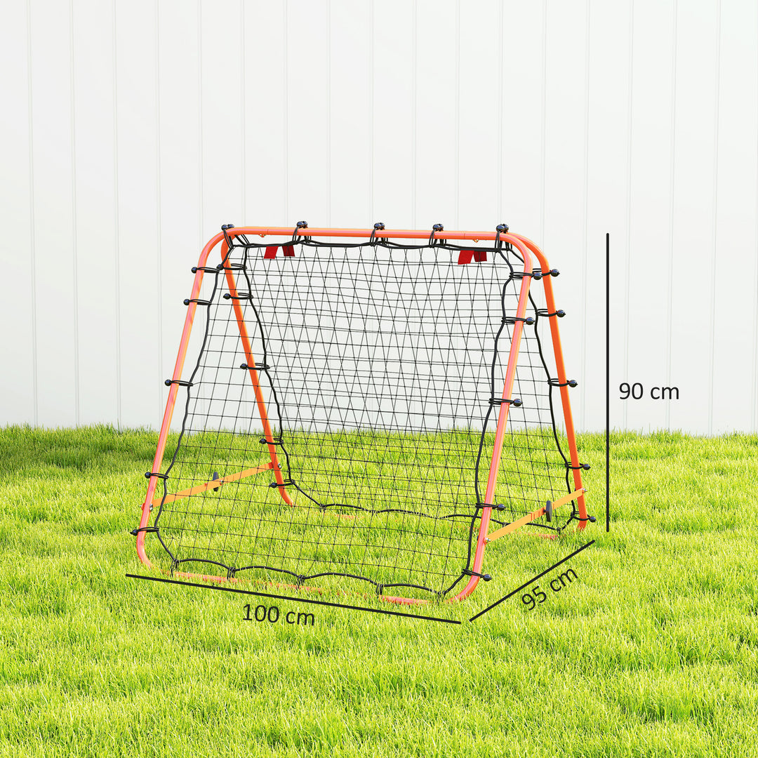 Double Sided Football Rebounder Net, Football Rebound Goal with Five Adjustable Angles, Orange