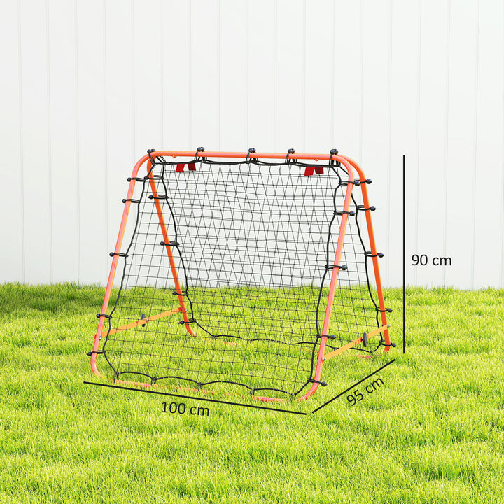 Double Sided Football Rebounder Net, Football Rebound Goal with Five Adjustable Angles, Orange