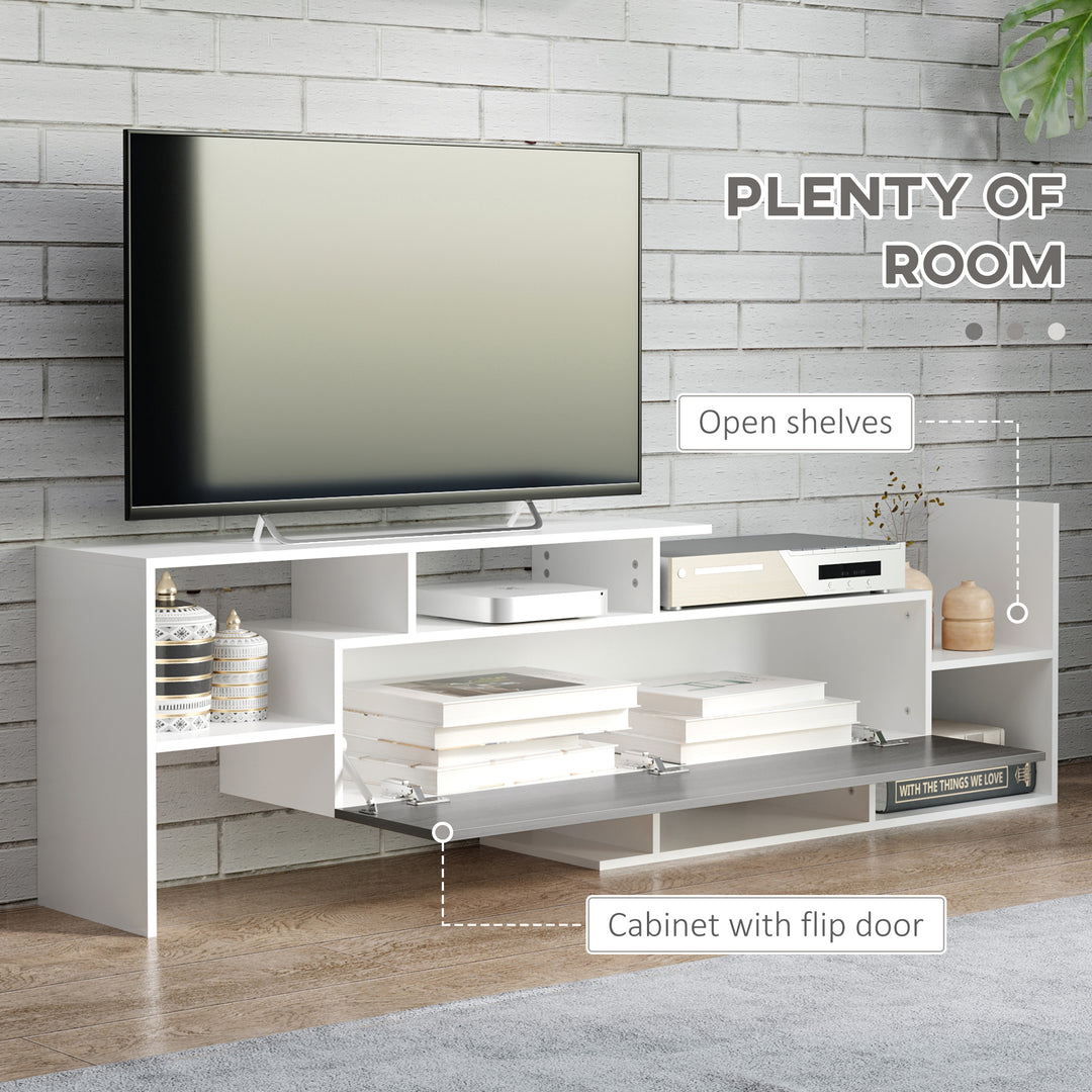 TV Cabinet with Wall Shelf for Wall-Mounted 65" TVs or Standing 40" TVs - White and Grey