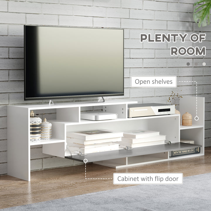 TV Cabinet with Wall Shelf for Wall-Mounted 65" TVs or Standing 40" TVs - White and Grey