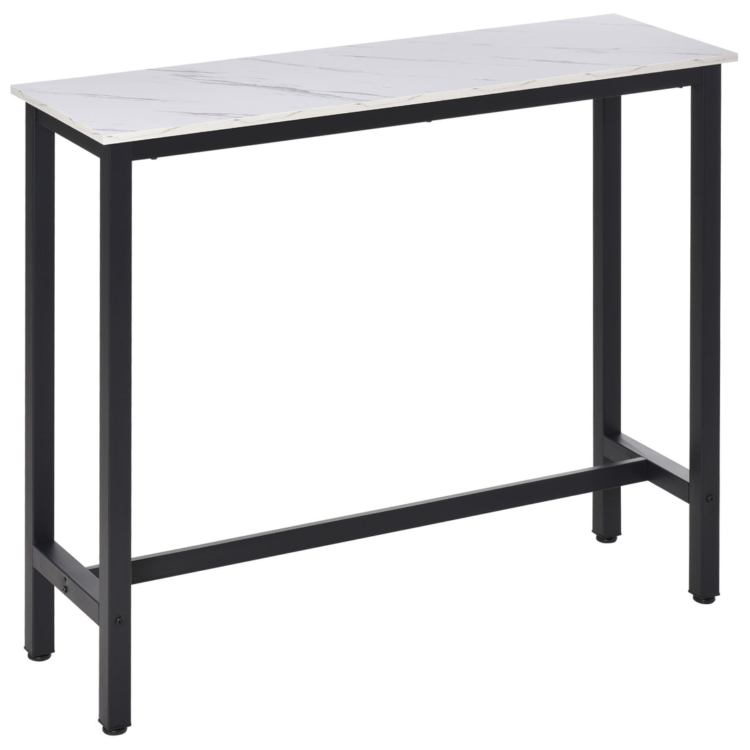 MCL Rectangular Bar Table, Wood Effect Coffee Table for Small Space, Breakfast Dining, Kitchen, Industrial, White & Black