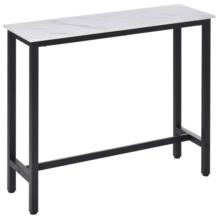 Rectangular Bar Table, Wood Effect Coffee Table for Small Space, Breakfast Dining, Kitchen, Industrial, White & Black