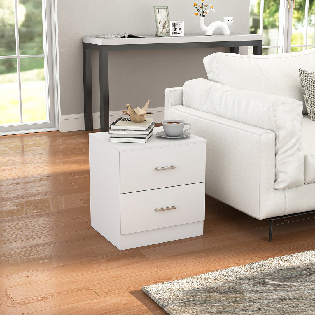Bedside Table with 2 Drawers, Modern Nightstand, Cabinet Drawers Side Storage Unit for Bedroom, Living Room