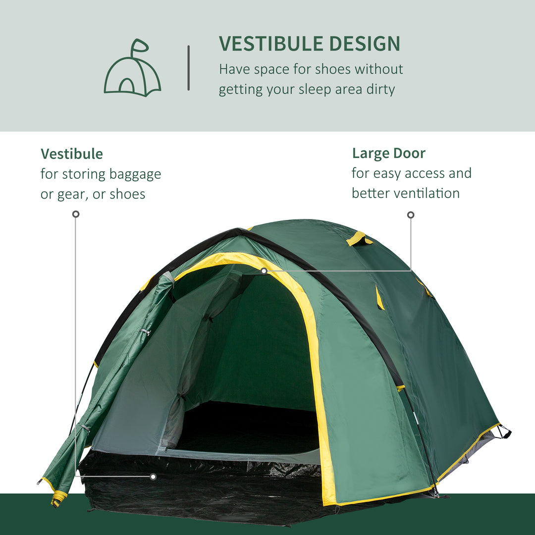 MCL Dome Tent for 2 Person Camping Tent with Large Windows, Waterproof Green and Yellow