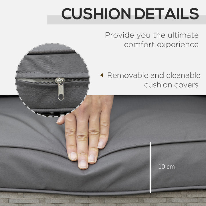 MCL 3 Pieces Rattan Bistro Set with Glass Top Coffee Table, Chairs and Cushions for Outdoor, Patio, Balcony, Grey