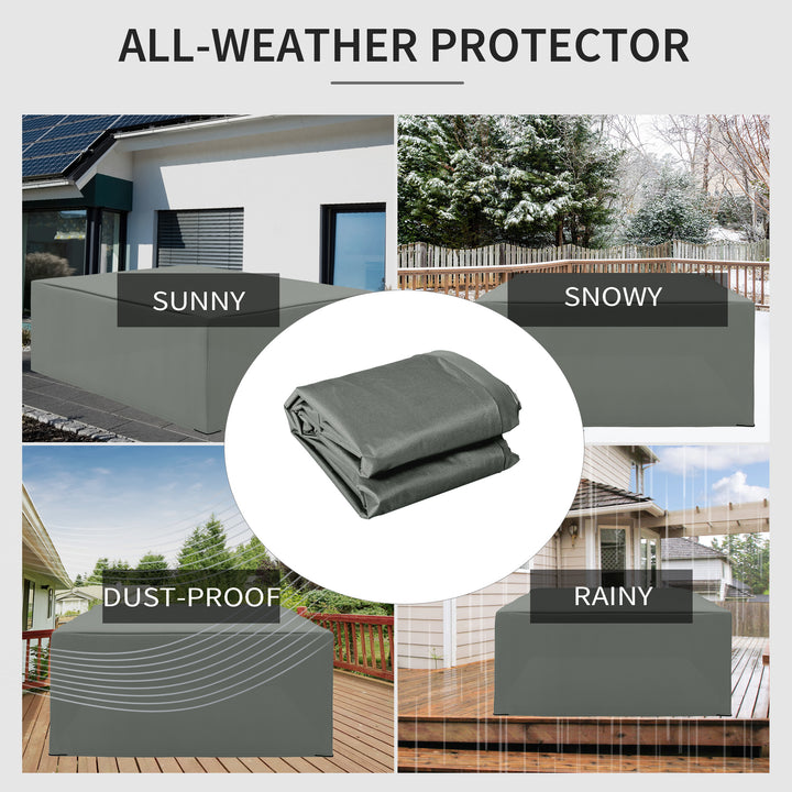 600D Oxford Outdoor Garden Furniture Sofa Set Cover, Waterproof Anti-UV Rattan Sun Lounger Protection Protector Cover, 275L x 205W x 90Hcm, Grey