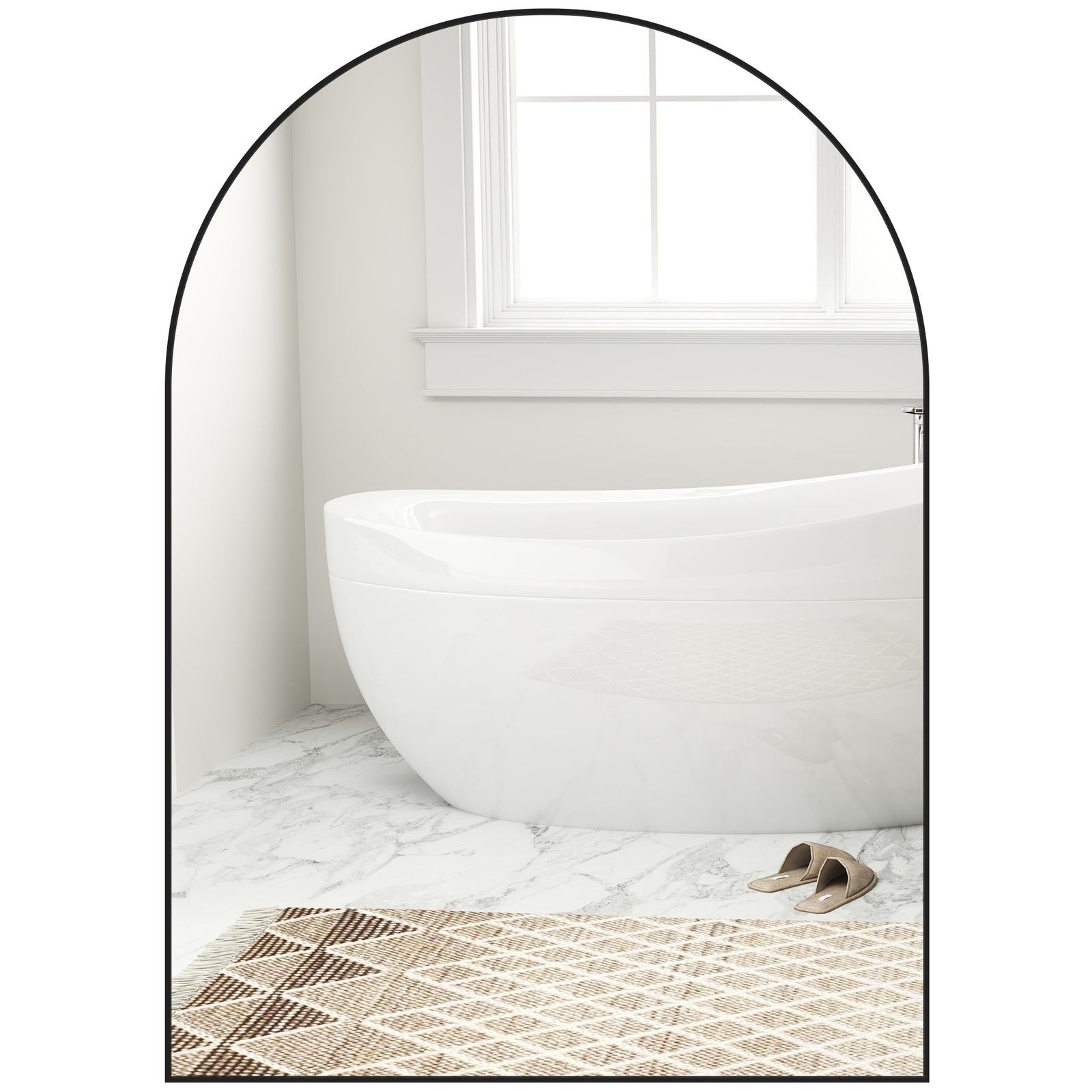 50 x 70cm Arched Home Mirror - Black