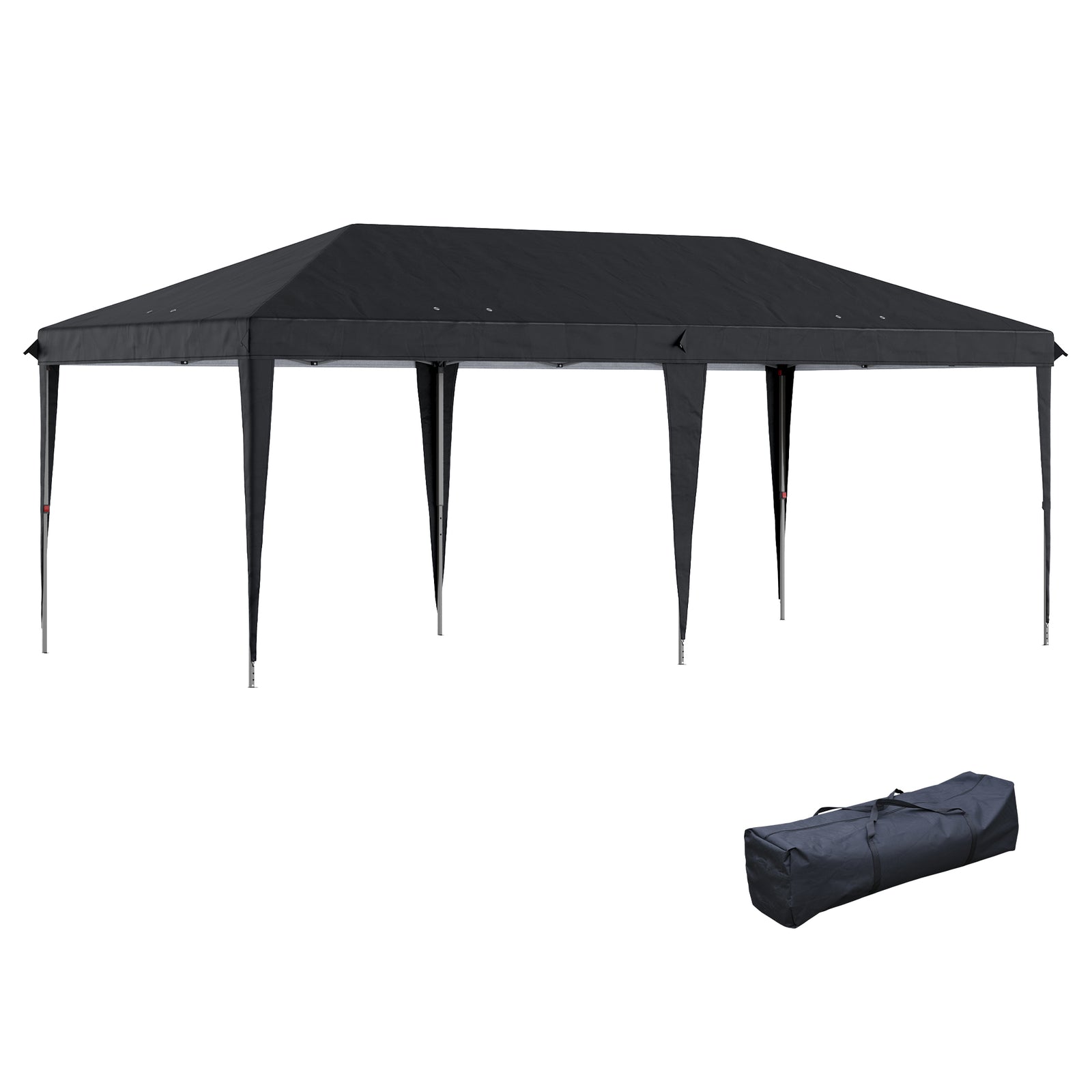 Pop Up Gazebo 3 x 6m, Foldable Canopy Tent, Height Adjustable Wedding Awning Canopy w/ Carrying Bag, Black