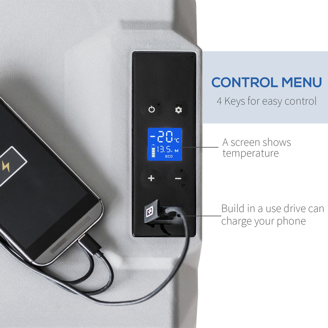 Car Refrigerator, Portable 12/24V 50 Litre Compressor Fridge Freezer, Electric Cooler Box for Camping, Travel, Picnic, Down to -20℃
