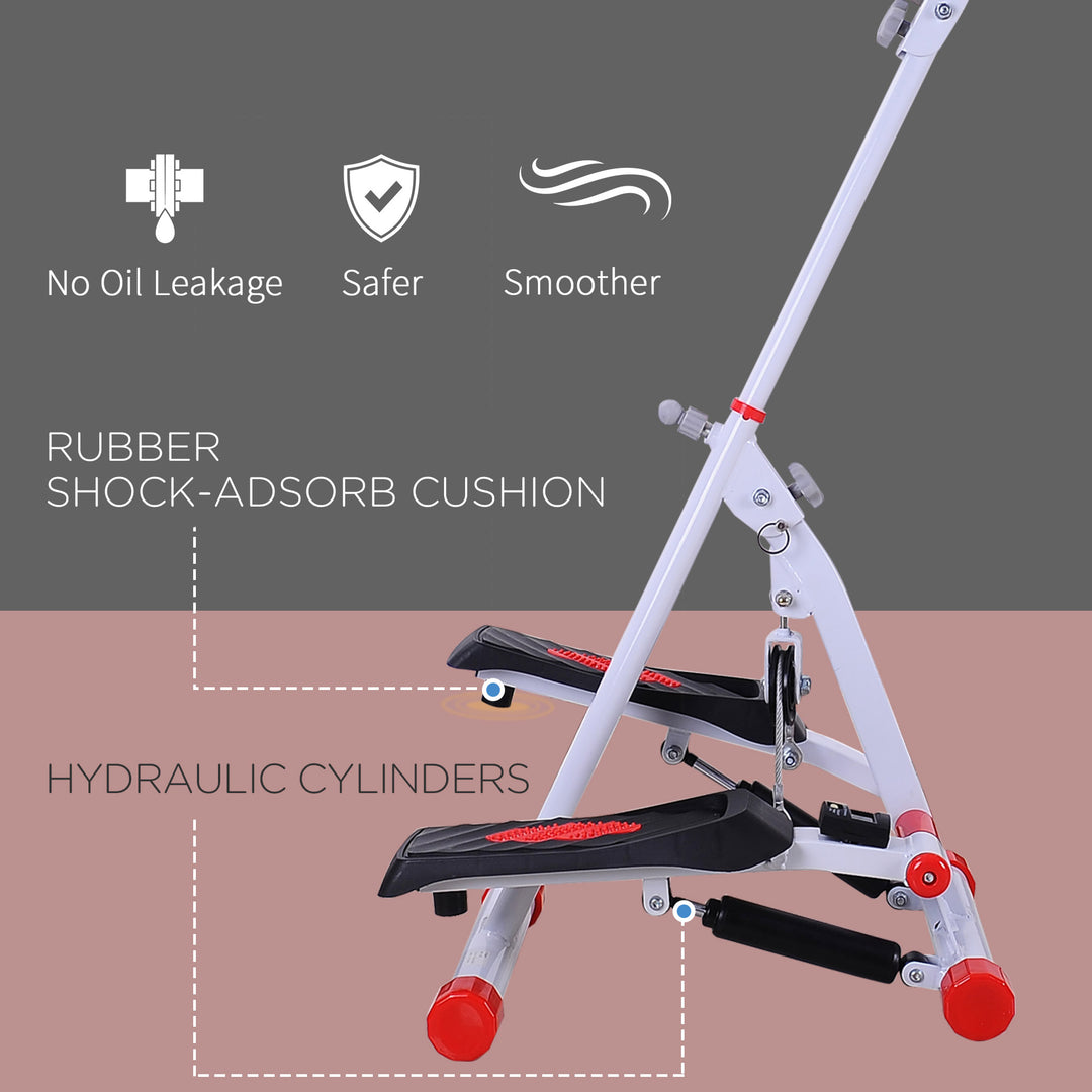 MCL Stepper w/ Handle Hand Grip Workout Fitness Machine For Fitness Aerobic Exercise Home Gym Red