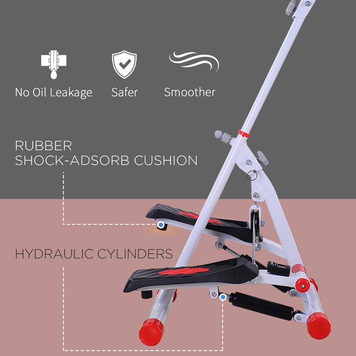 MCL Stepper w/ Handle Hand Grip Workout Fitness Machine For Fitness Aerobic Exercise Home Gym Red