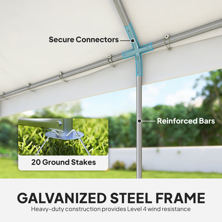 6 x 4 m Party Tent, Heavy Duty Gazebo Canopy with Windows, Outdoor Par