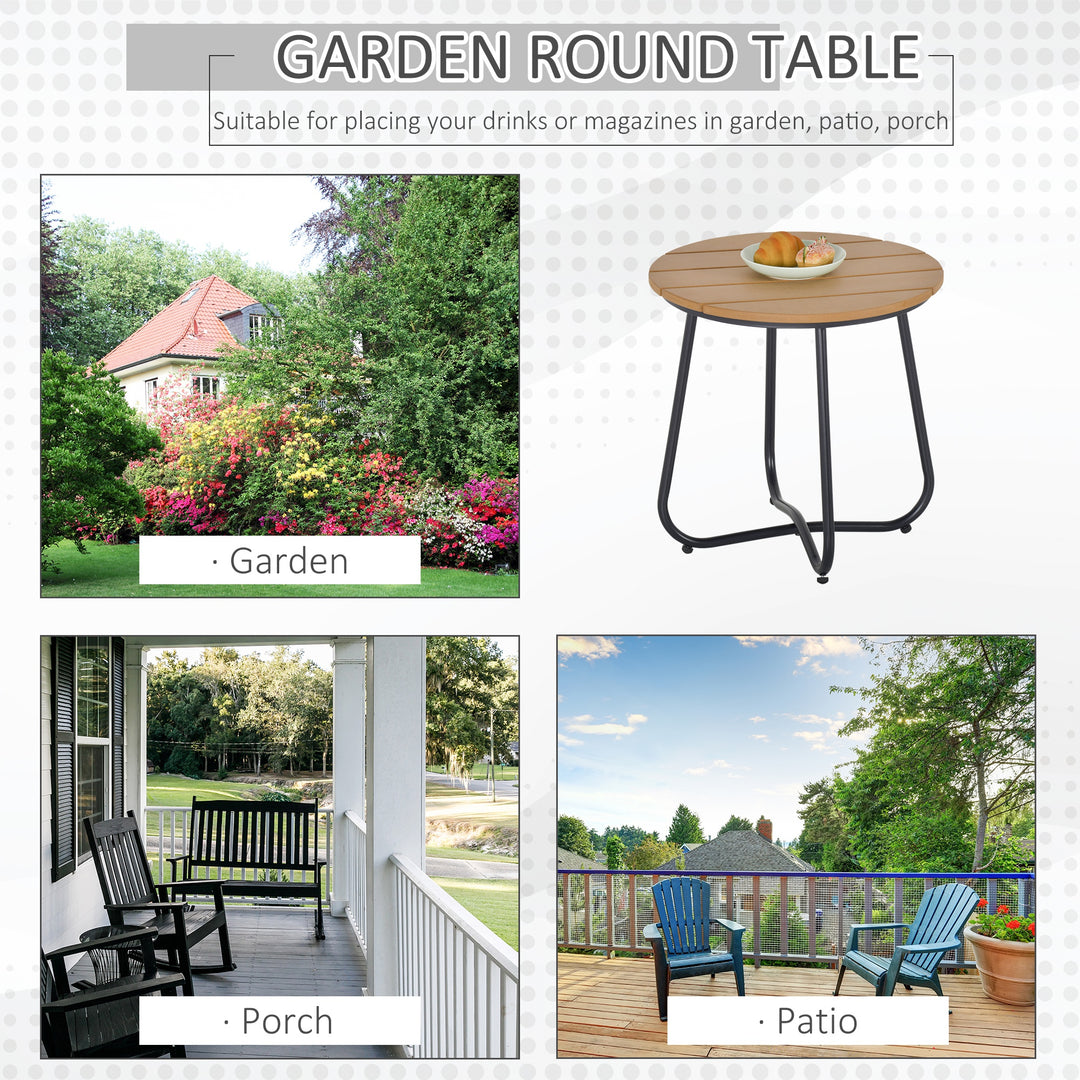 Round Outdoor Side Table Adjustable Leg Pads Garden Table 49 x 49 x 48