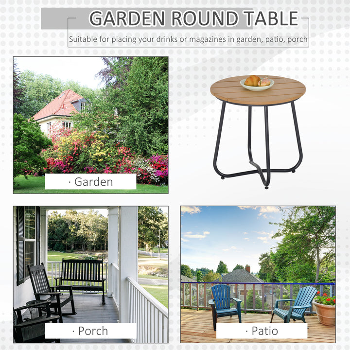 Round Outdoor Side Table Adjustable Leg Pads Garden Table 49 x 49 x 48