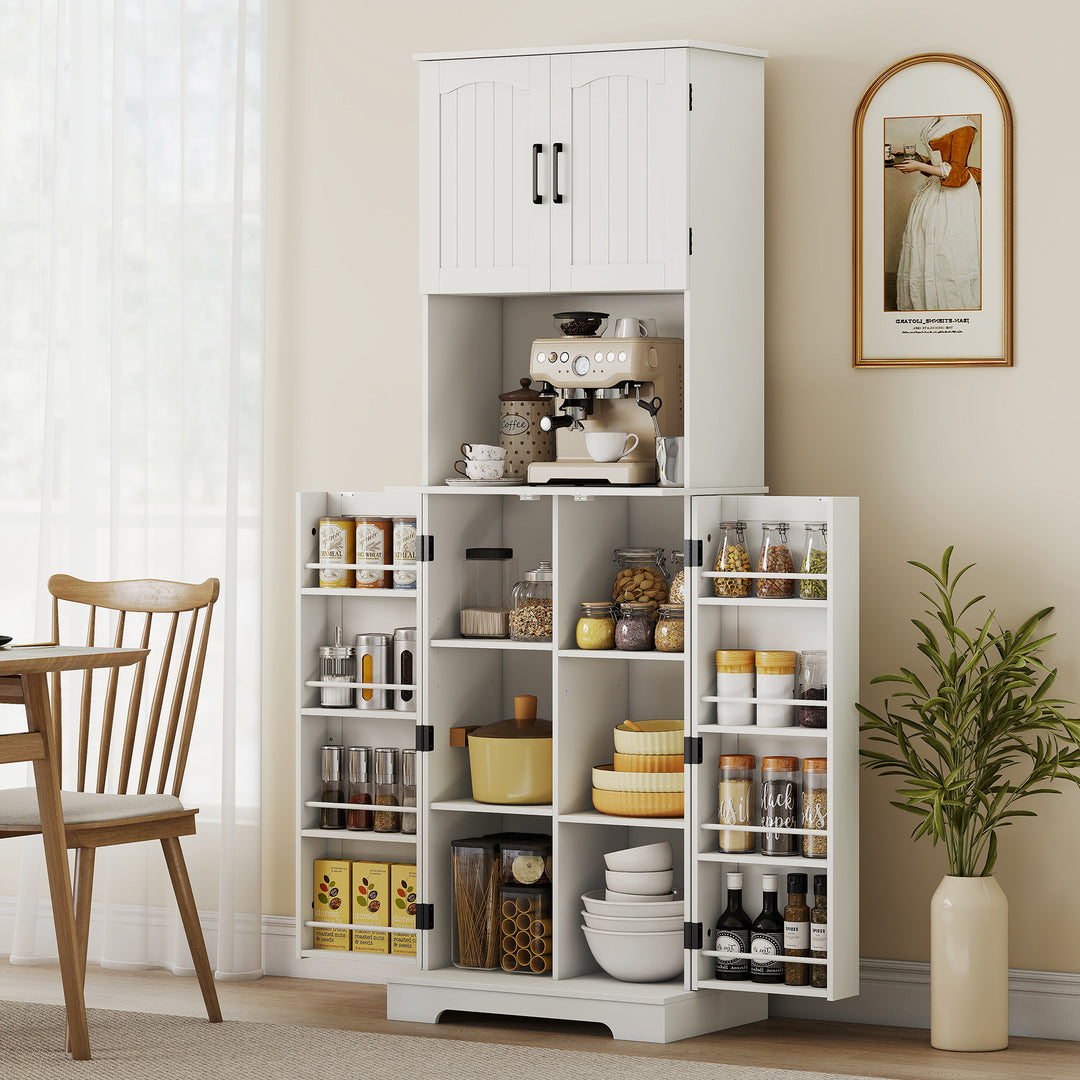181.5 cm Freestanding Storage Cabinet, Tall Kitchen Cupboard with Adju