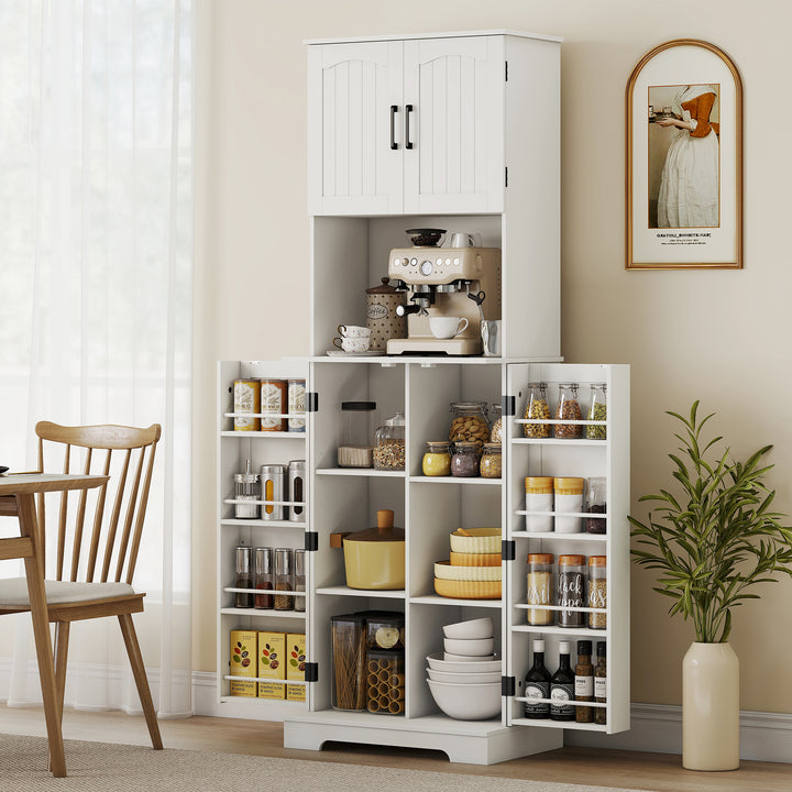 181.5 cm Freestanding Storage Cabinet, Tall Kitchen Cupboard with Adju